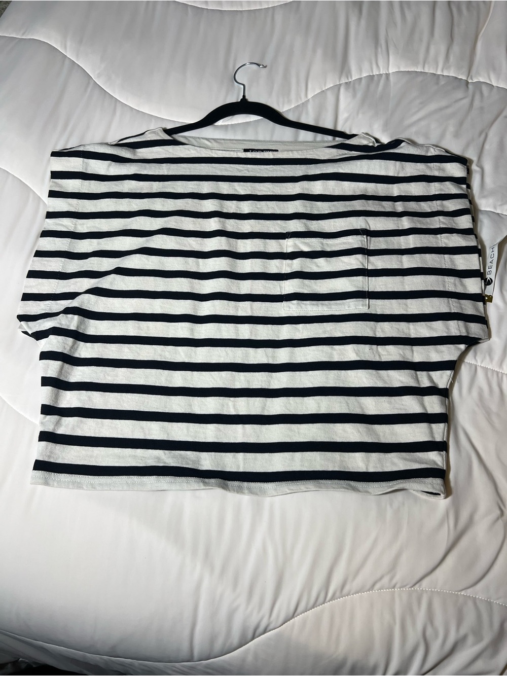J. Crew Factory Black and White Striped Boatneck Blouse